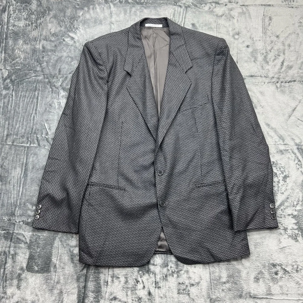 YSL Yves Saint Laurent‎ France VTG Men's 42R Black & Grey Wool Blazer Sport Coat